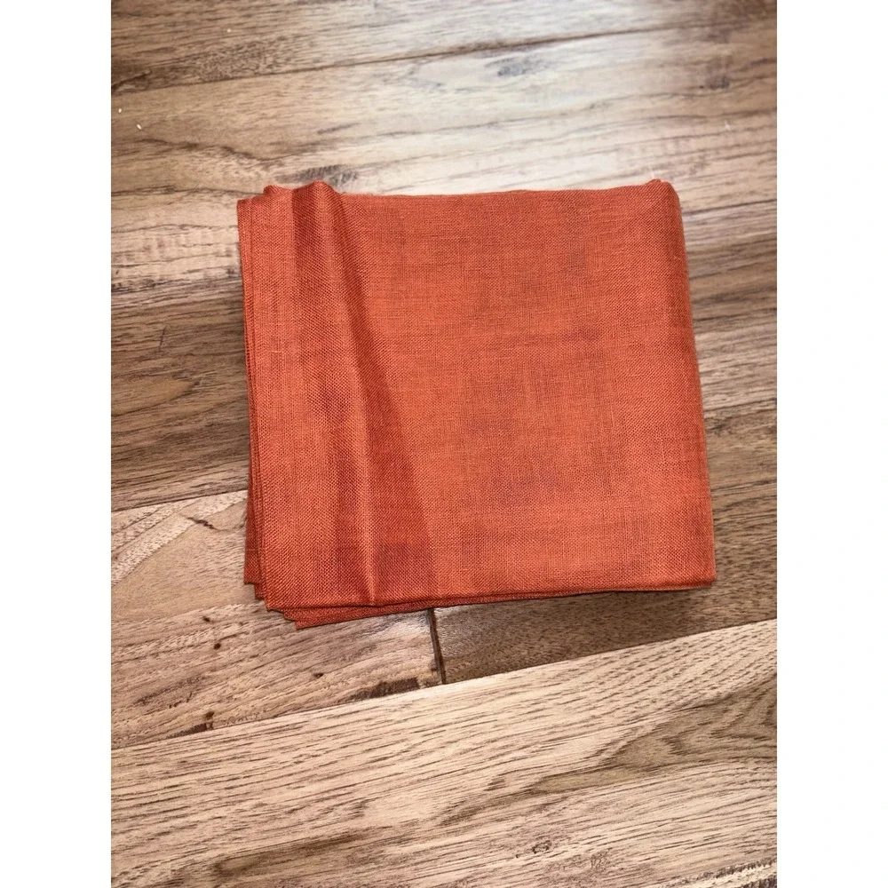 Crate And Barrel Linen Sheer Curtain Panel Burnt Orange 52x84‎ NWOT